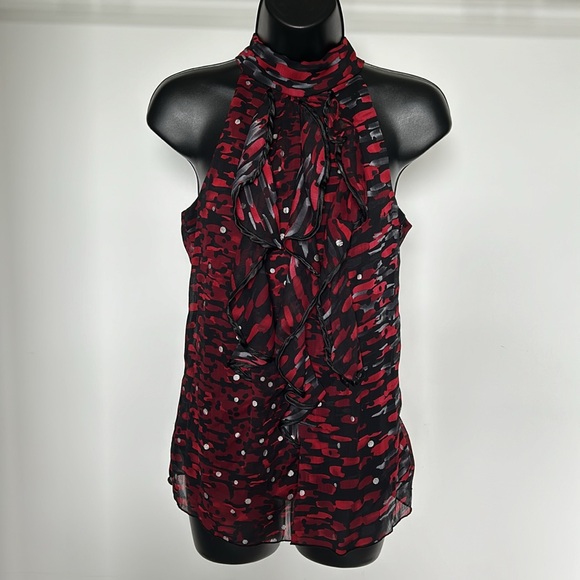 Byer California Tops - BYER CALIFORNIA Red Polka Dot Ruffle Halter Top size Medium